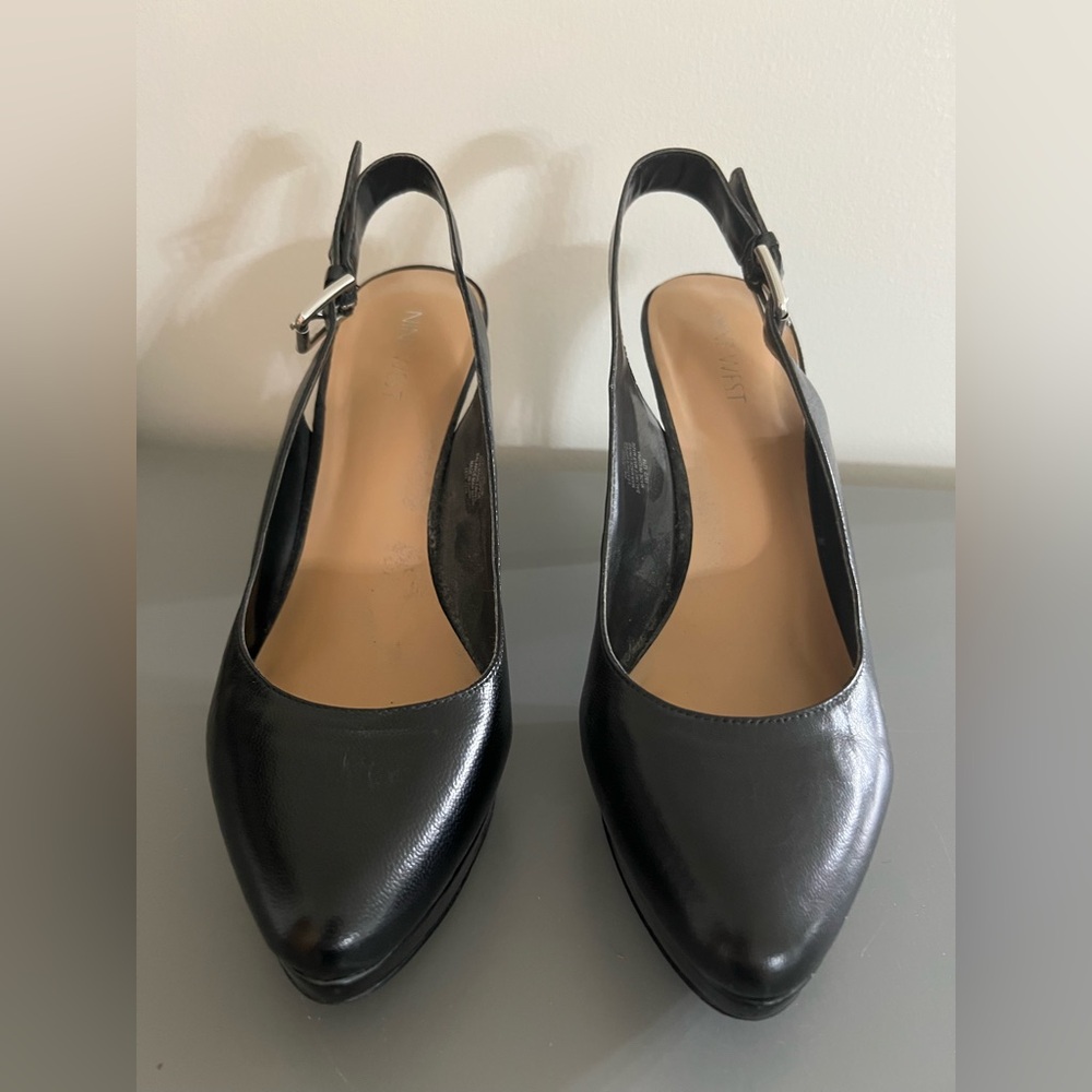Nine West 8.5 Elegant Black Slingback Heels